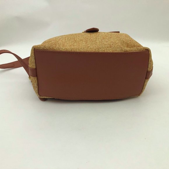 Jen & Co. Avani Backpack Vegan Leather Woven Fabric 11.5x12x4.5 inches - Picture 3 of 8